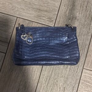 Brighton Blue Crocodile-Embossed Clutch